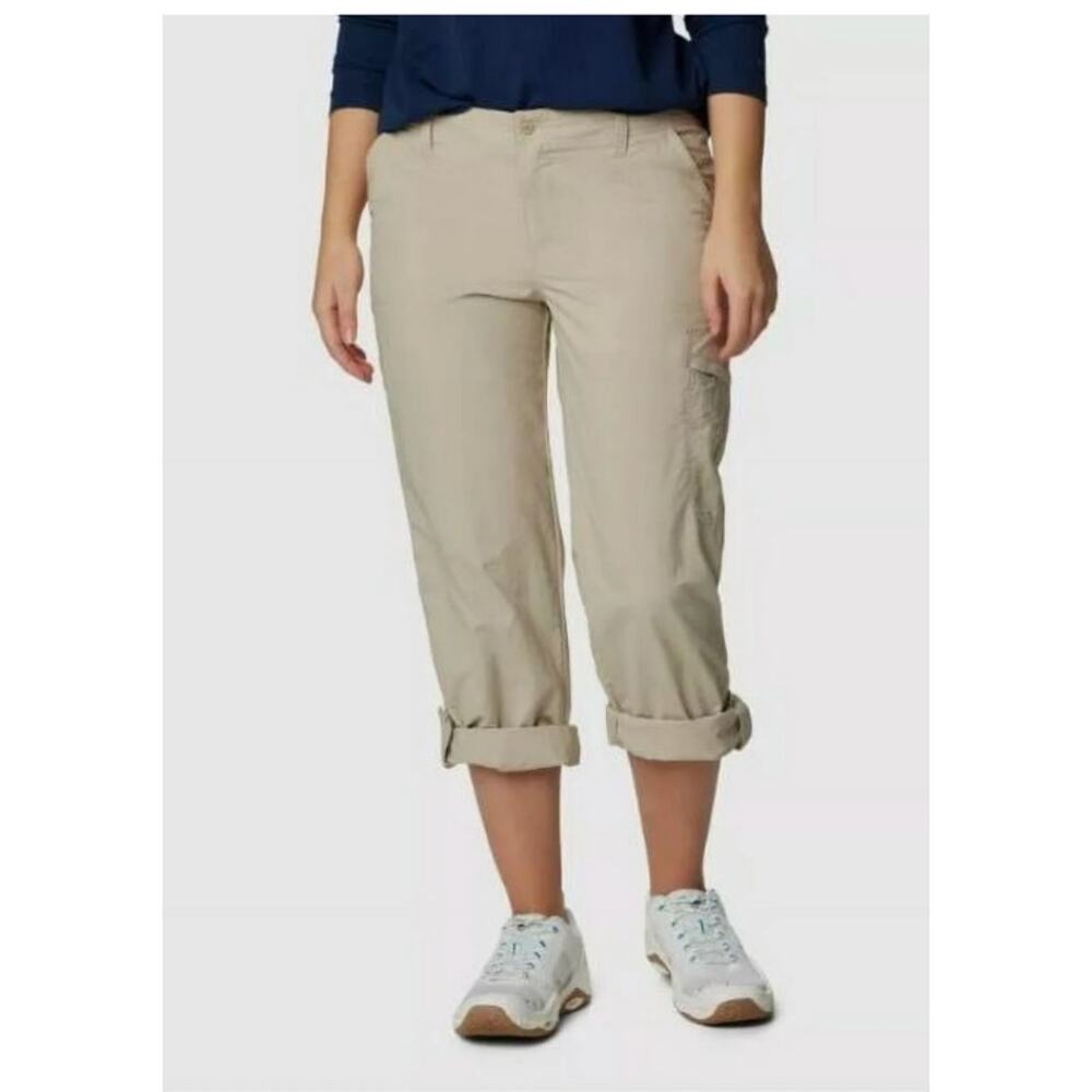 Columbia Women Ladies' Straight Leg Regular Fit Roll-Up Capri Pant Tan Sz: S